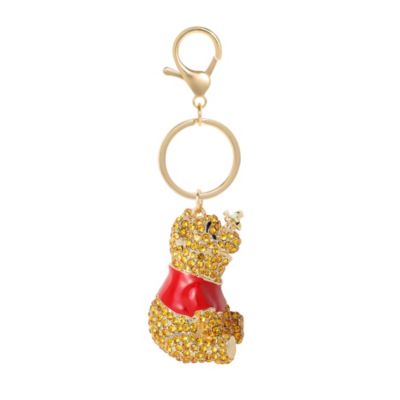 Gold Tone With Red Enamel , Winnie The Pooh Crystal Keychain
