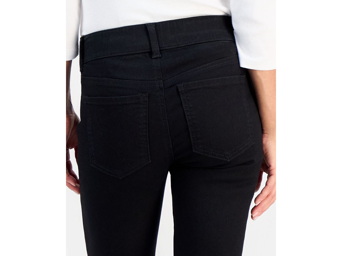 Женские джинсы Style & Co Petite High-Rise Pull-On Straight-Leg, цвет: Чёрный варёный — фото 5