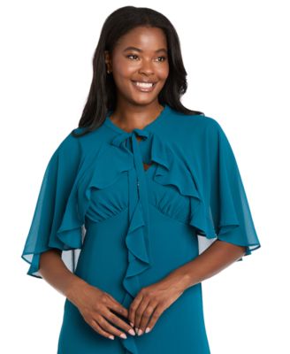 Women's 2-Piece Ruffle Detail Dress with Capelet
