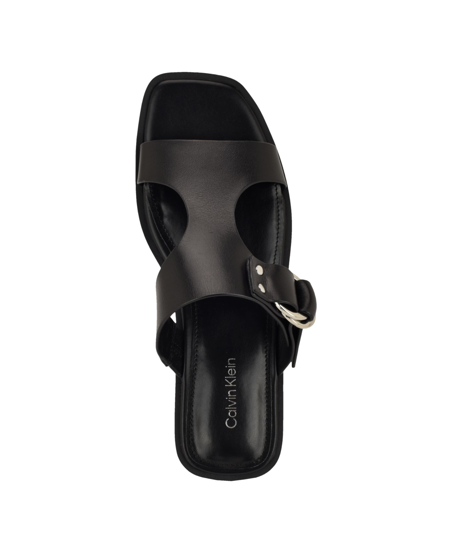 Женские сандалии Calvin Klein Meritt Leather Flat Slip-On, цвет: Чёрный кожаный — фото 4