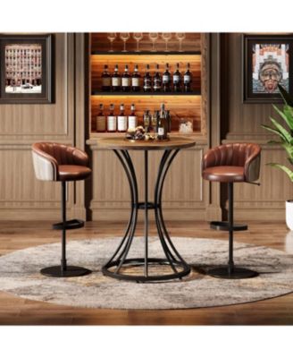 Round Bar Table with Curved Metal Base, 37.4" H