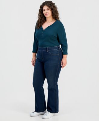 Plus Size Pull-On Shaping High-Rise Bootcut Jeans, Macy's Exclusive