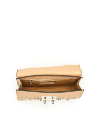 Small Leather Crossbody Bag Studded Purse Top Handle Structured Handbag