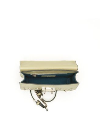 Small Leather Crossbody Bag Studded Purse Top Handle Structured Handbag