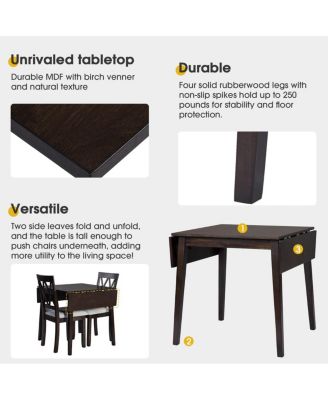 5-Piece Drop Leaf Dining Table Set with 4 Upholstered Chairs, Space-Saving Kitchen Table Set for Small Apartments-