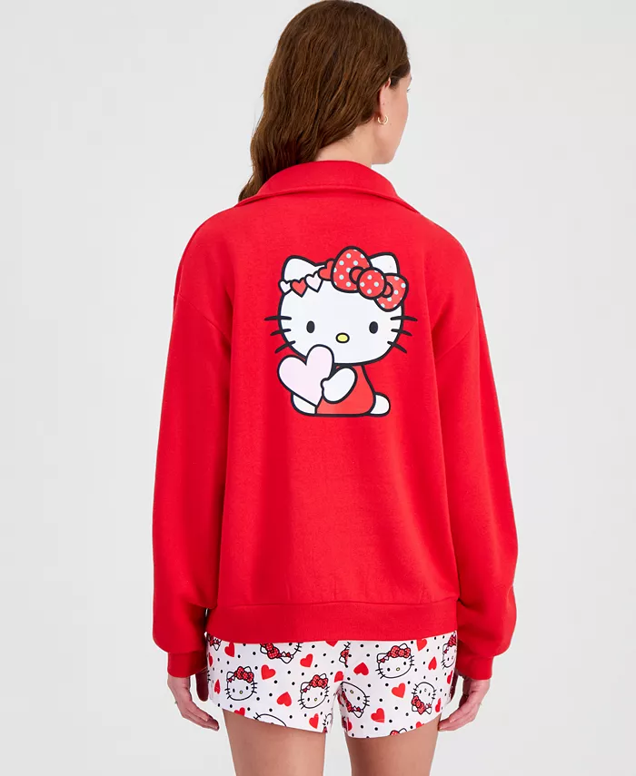 Juniors' Hello Kitty Valentine's Day Quarter-Zip Fleece Sweatshirt - thumbnail 2