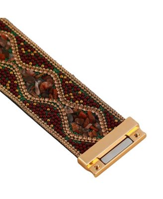 Women's The Moziac-Swirl Statement Bracelet - Forest Green & Wine Red