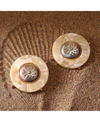 Women's The Tortoiseshell-Medallion Stud Earrings - California Gold