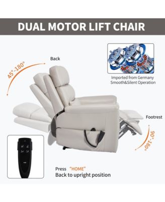 Single Piece Faux Leather Dual Motor Infinite Position Power Lift 8-Point Vibration Massage Lumbar Heating Recliner Chair