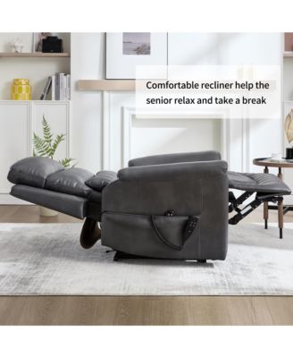 Single Piece Faux Leather Dual Motor Infinite Position Power Lift 8-Point Vibration Massage Lumbar Heating Recliner Chair