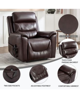Single Piece Faux Leather Dual Motor Infinite Position Power Lift 8-Point Vibration Massage Lumbar Heating Recliner Chair