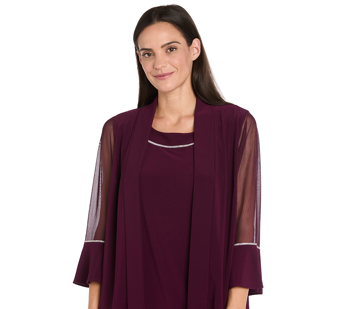 R & M Richards Women's 2-piece Rhinestone Trim Detail Jacket Dress In Multi