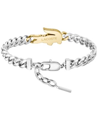 Men's Arthor Silver-Tone Stainless Steel with Yellow Gold Chain Bracelet