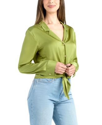 Women's Long-Sleeve Tie Front Top