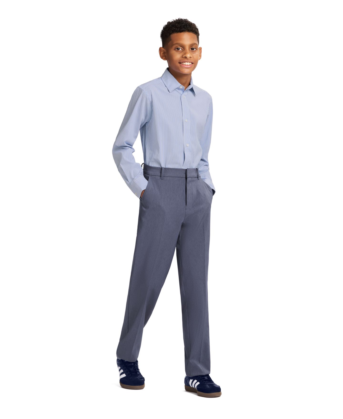 Рубашка Tommy Hilfiger Long Sleeve Striped Dress Shirt для мальчиков, цвет: Синий — фото 1