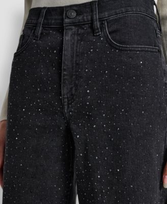 Women's Rhinestone High-Rise Wide-Leg Jeans