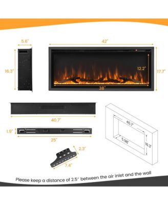 Electric Fireplace in-Wall Recessed with Remote Control and Adjustable Color and Brightness-42 inches