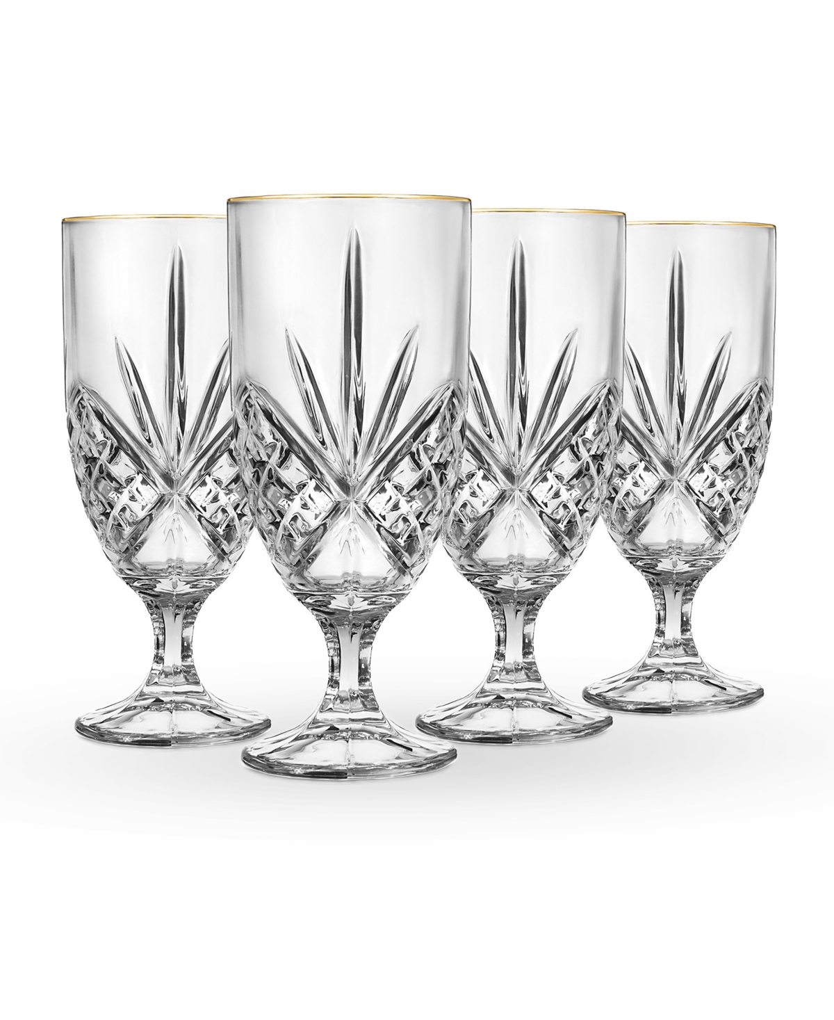 Godinger Dublin Gold Rim Iced Tea Glasses, Set of 4