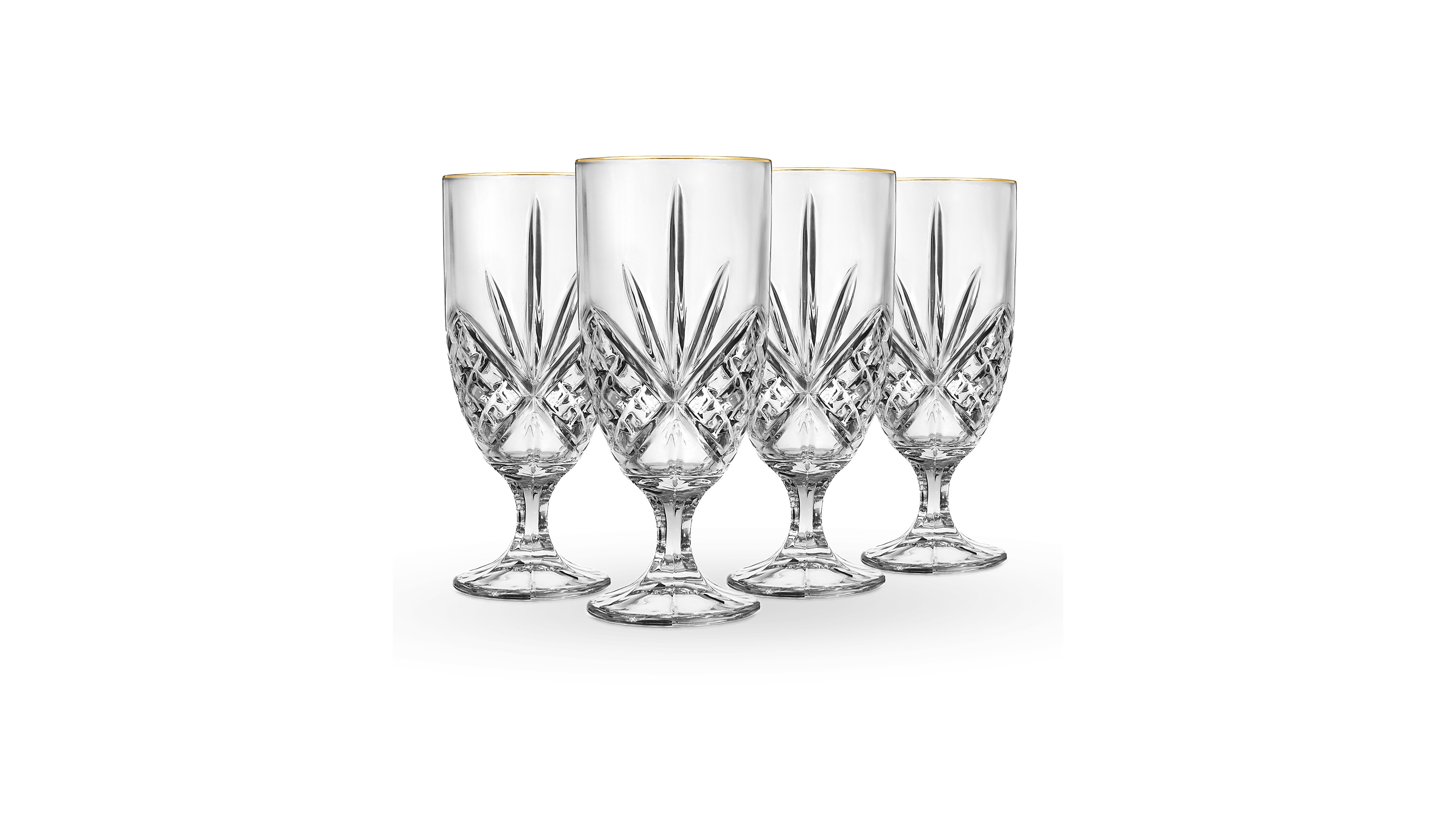 Godinger Dublin Gold Rim Iced Tea Glasses, Set of 4