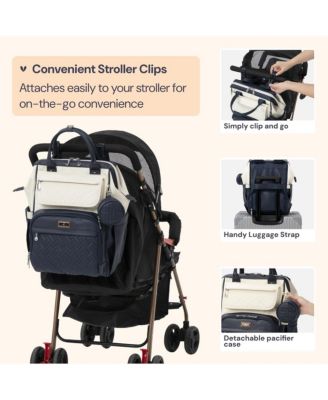 Kids Premium Faux Leather Diaper Bag Backpack Spacious & Changing Pad, Light