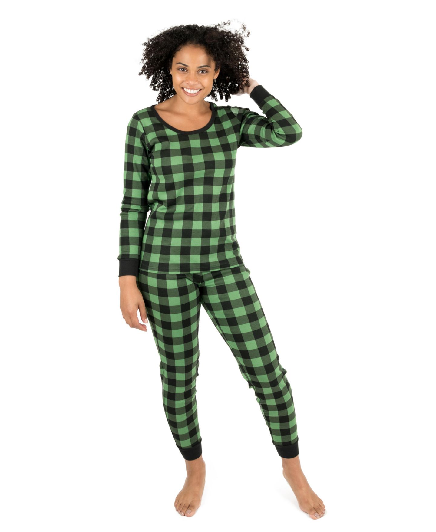 Пижама Women’s Two Holiday, хлопок — Leveret, цвет: Чёрный / Зелёный — фото 1