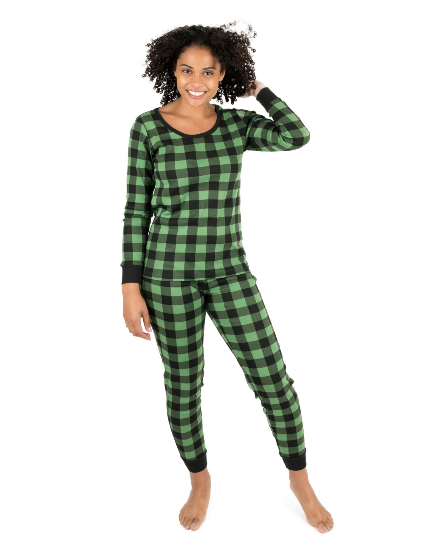 Women's SizeTwo Piece Cotton Plaid Holiday Pajamas
