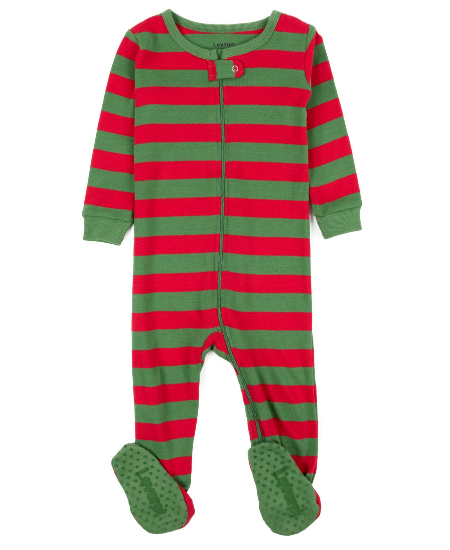 Baby Footed Cotton Striped Holiday Pajamas