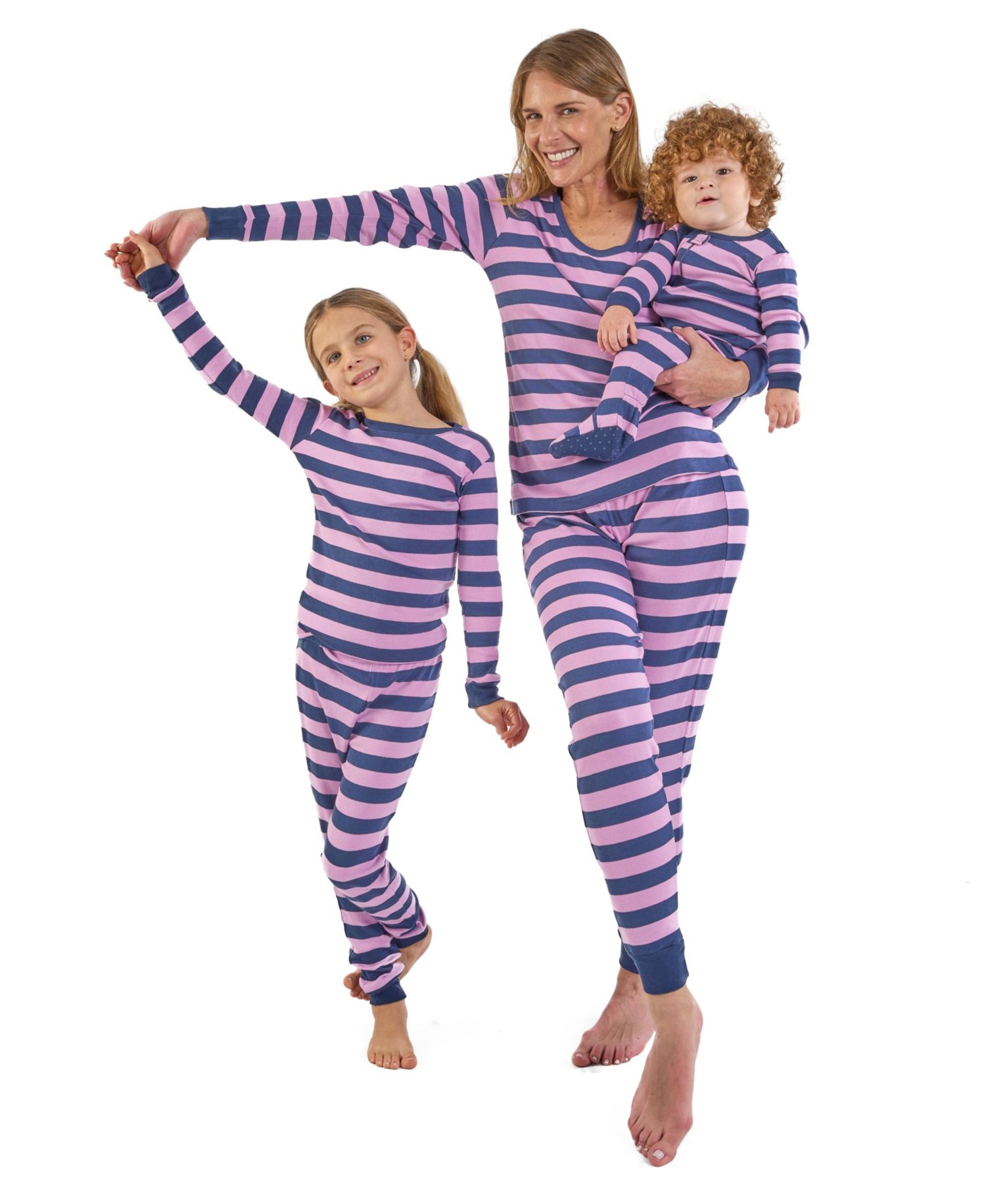 Baby Footed Cotton Striped Holiday Pajamas