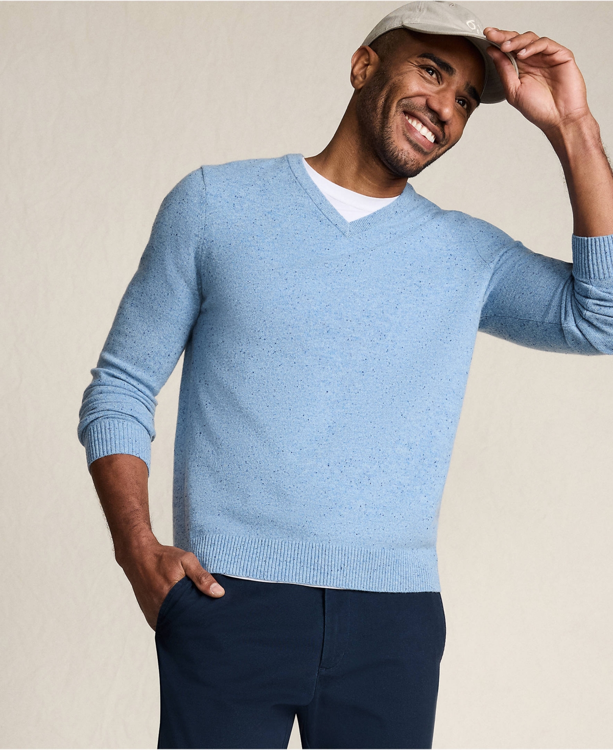 Lands' End Men's Fine Gauge Cashmere V-neck Sweater