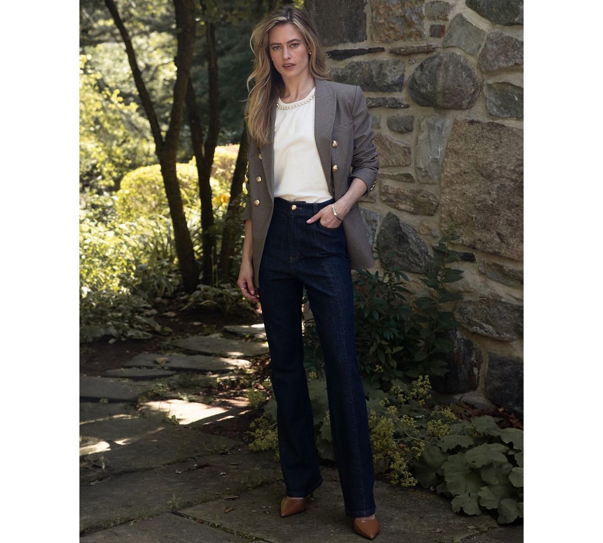 CeCe Women's Front Seam High-Waist Flare Jeans