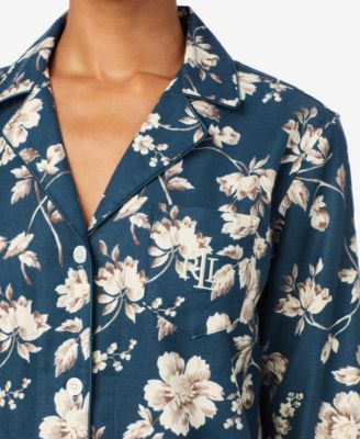 Women's Long Sleeve Notch Collar Long Pant Pajama Set