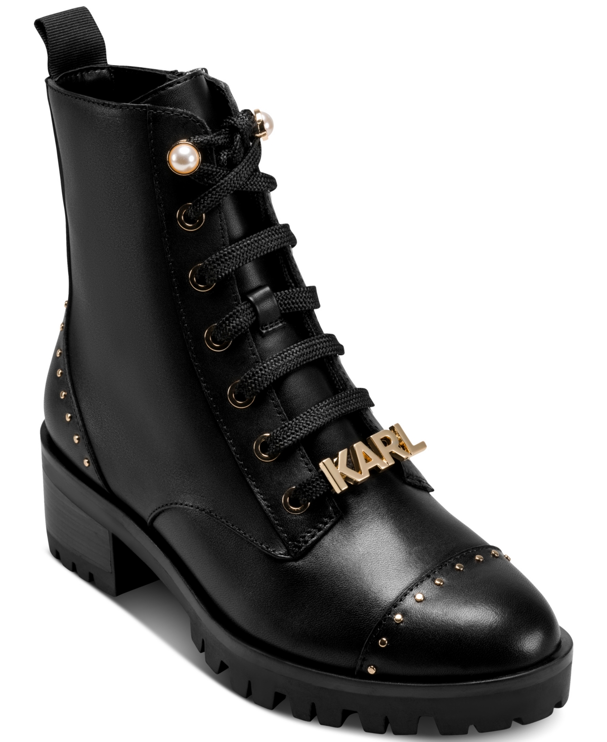 Karl Lagerfeld Paris Prue Lace-Up Combat Booties