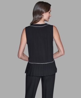 Women's Pleated Detail Sleeveless Top