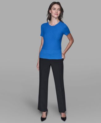 KARL LAGERFELD PARIS - Women's Ribbed Short-Sleeve Sweater