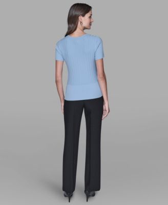 Women's Ribbed Short-Sleeve Sweater