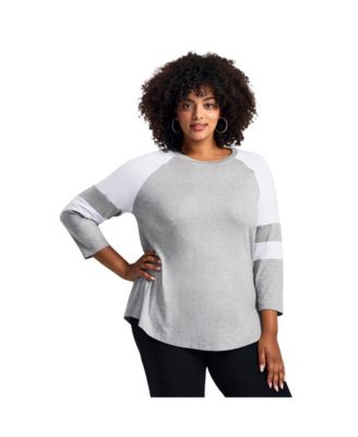 Women's Plus Size Splice Sleeve Color Top