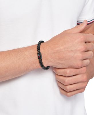 Men's Black Ion-Plating Stainless Steel Braided Bracelet