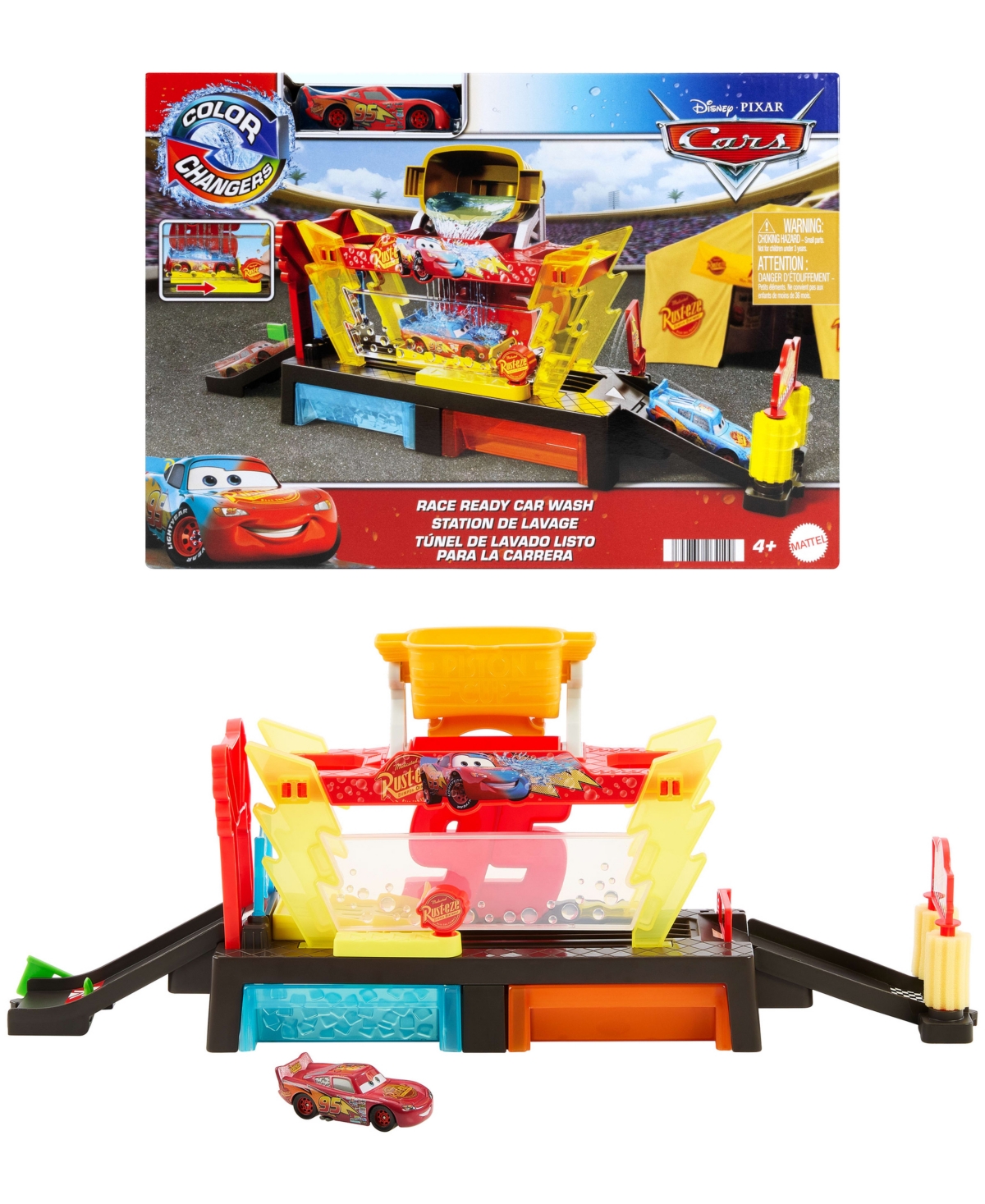 Cars Disney And Pixar  Color Changers Race Ready Car Wash Playset With Color Changing Lightning Mcque In Multi