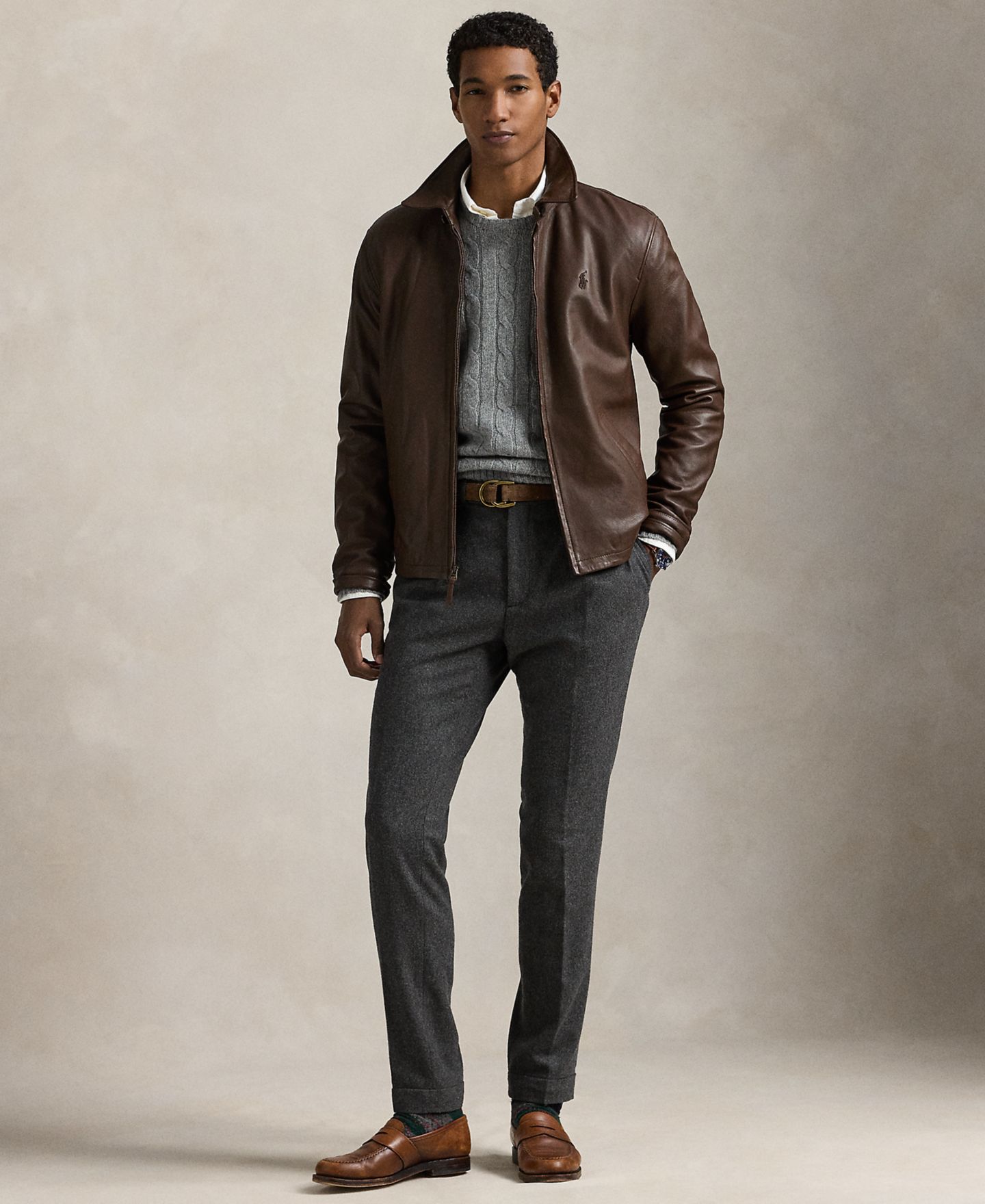 Мужская куртка Polo Ralph Lauren Leather, цвет: Коричневый — фото 2