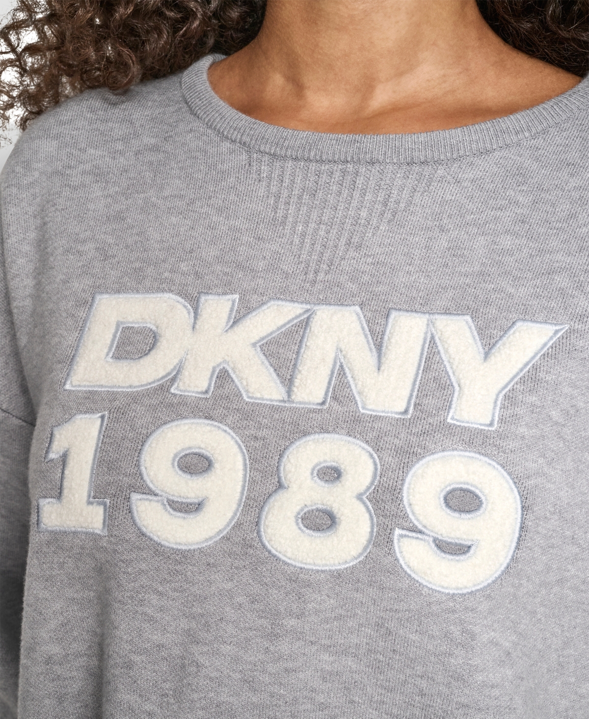Dkny Women's Textured Logo Crewneck Sweater