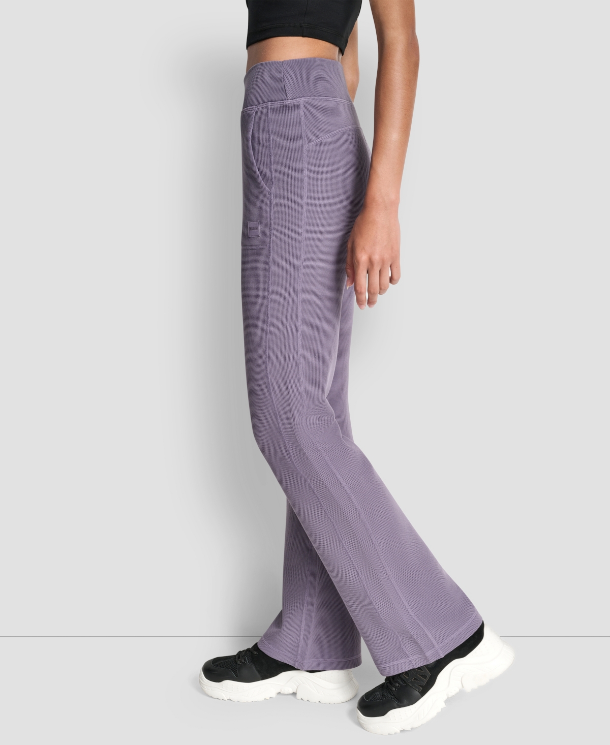 Dkny Women's Thermal High Waist Flare Pants In Purple