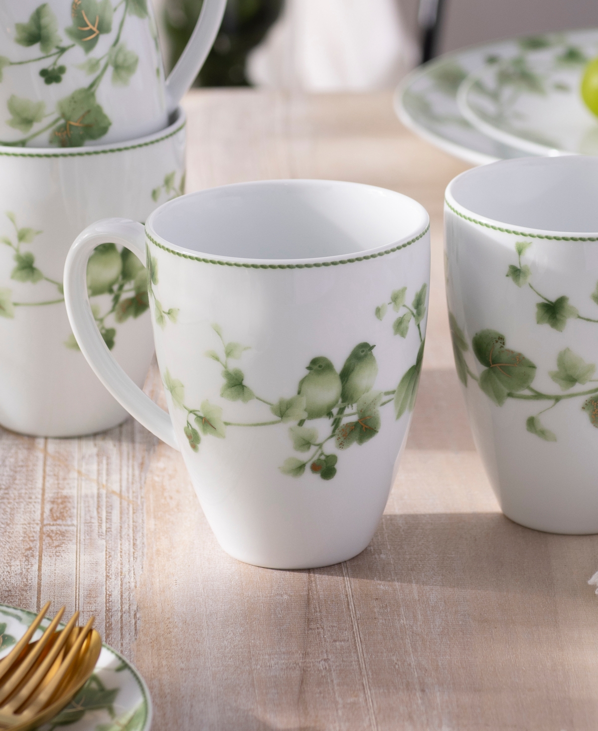Noritake Ivy Whisper Mugs, Set of 4