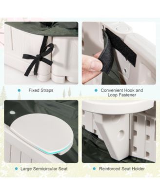 6 Feet Kids Oval Sandbox with Built-in Corner Seat and Bottom Liner