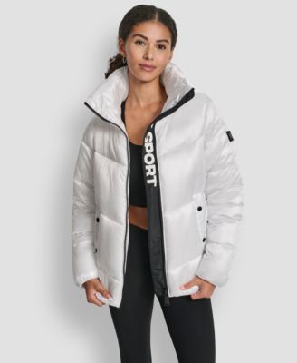 Women's Quilted Puffer Interior Placket Logo Jacket