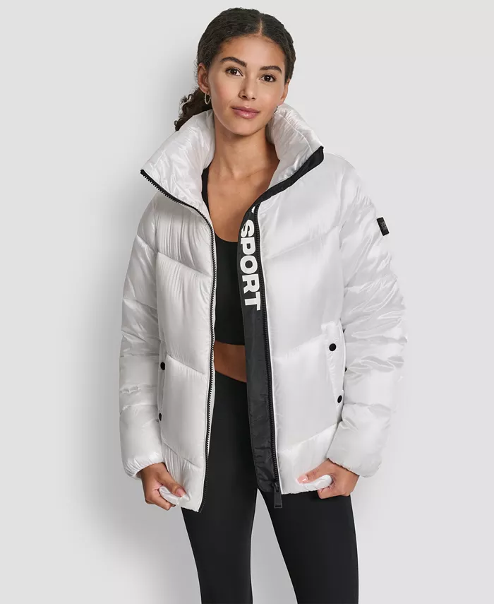 Women's Quilted Puffer Interior Placket Logo Jacket - thumbnail 8