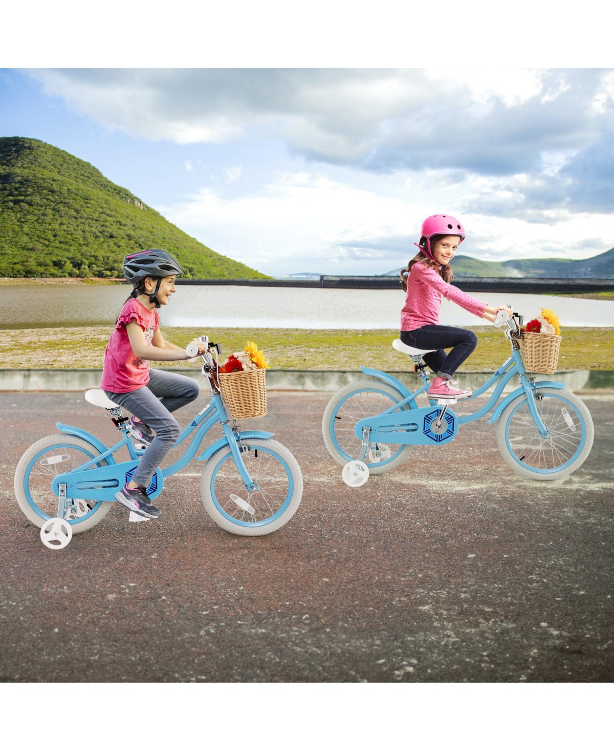 Sugift 16-Inch Kids Bike with Training Wheels and Adjustable Handlebar Seat