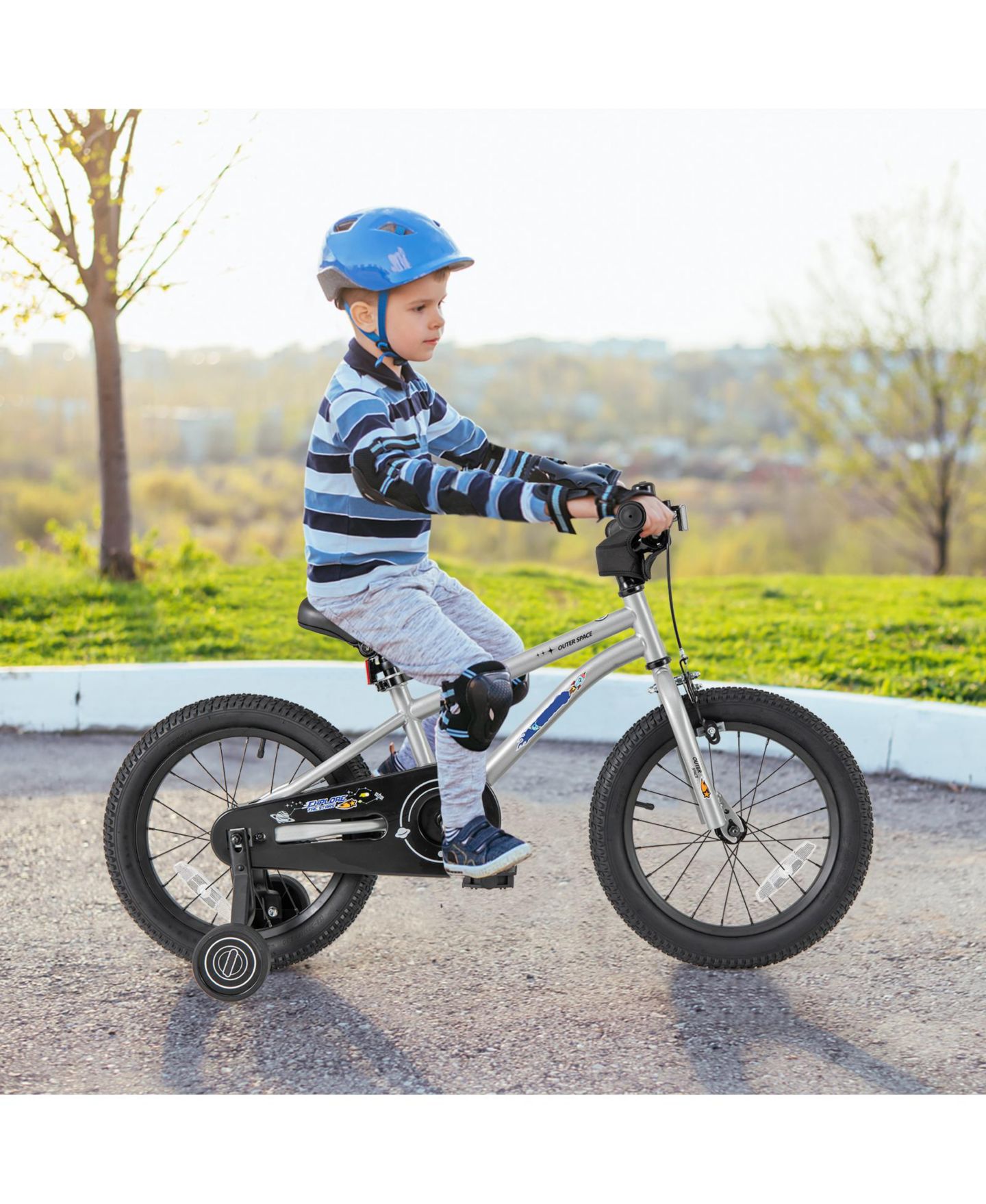 Детская игрушка SUGIFT 16-Inch High Carbon Steel Training-Wheel Adjustable Kids Bike, Ages 4-7, цвет: Чёрный — фото 10