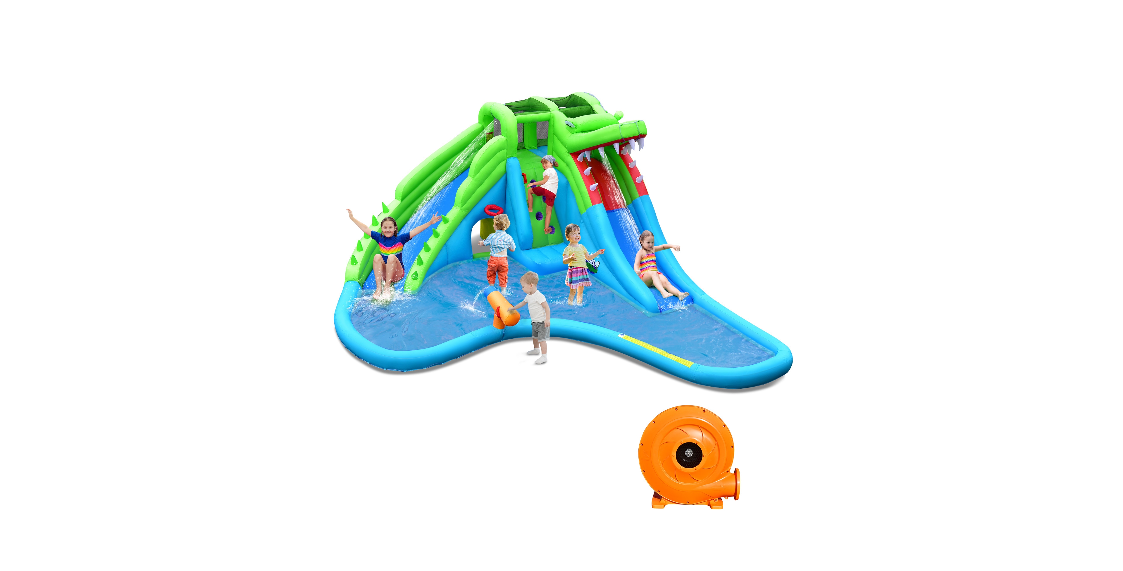 Skonyon Inflatable Crocodile Style Water Slide Upgraded Kids Bounce Castle with 780W Blower