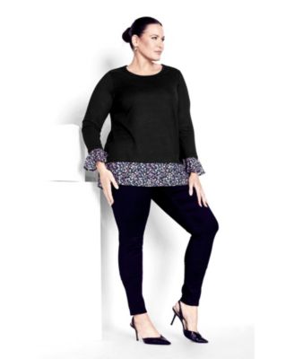 Women's Hacci Chiffon Print Top