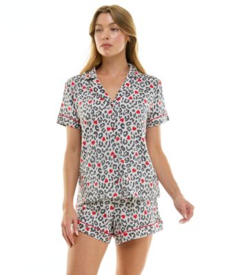 Women's Short Sleeve Notch Collar and Shorts Set